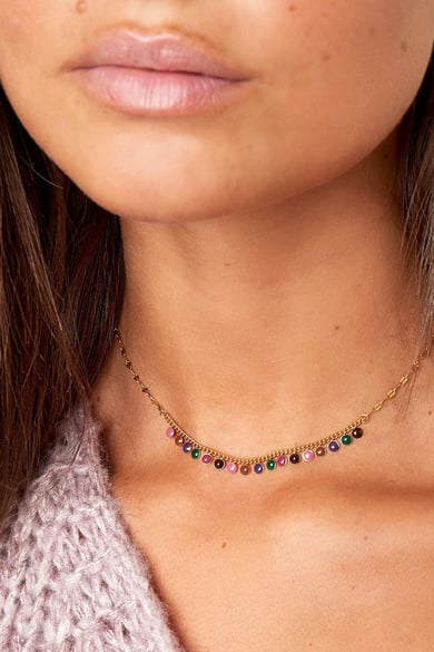 stainless steel necklace with natural stones  h5 Picture3